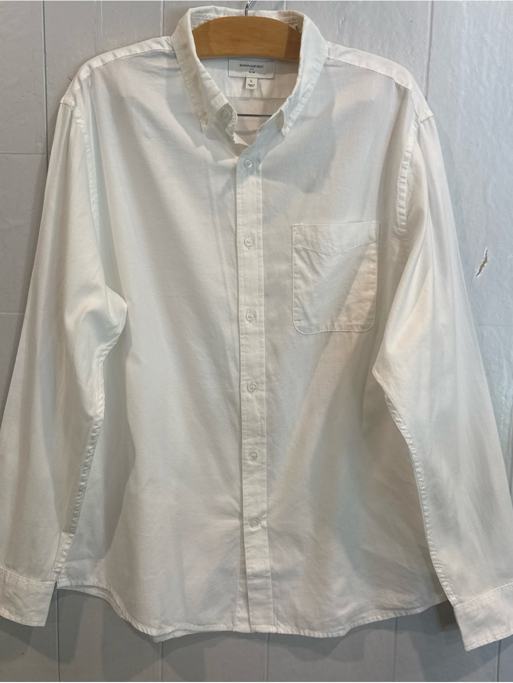 Banana Republic Slim Fit White Long-Sleeve Button-Down Shirt Sz Large NWOT